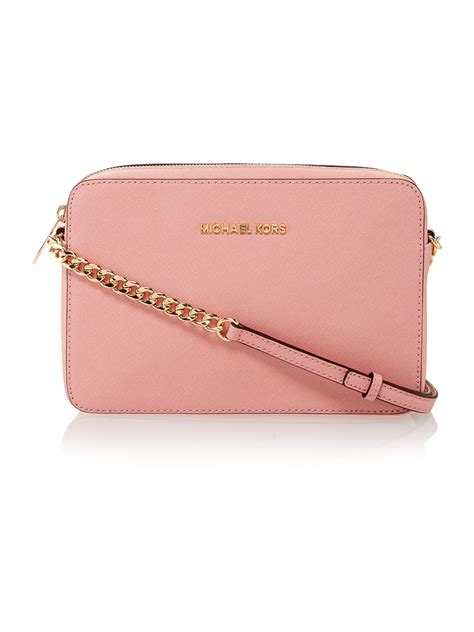 michael kors cross body baic l ight pink purse|Michael Kors large pink tote.